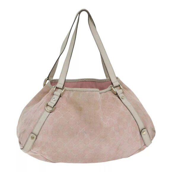 GUCCI GG Canvas Tote Bag Gold Pink 130736 Auth 90470 - Picture 1 of 16